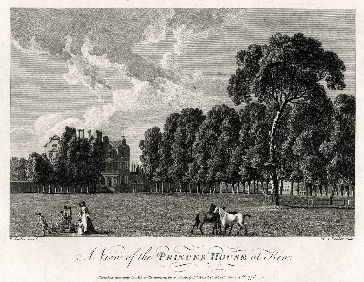 Uma vista da Casa dos Príncipes em Kew, 1776 de Michael Angelo Rooker