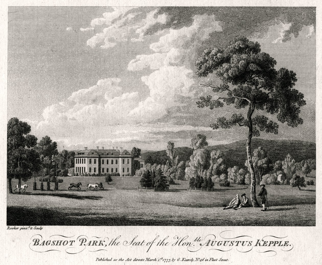 Bagshot Park, sede do honorável Augustus Kepple, 1777 de Michael Angelo Rooker