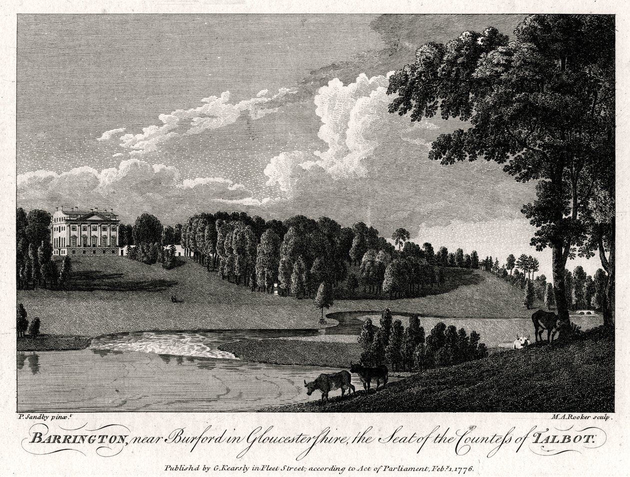 Barrington, perto de Burford em Gloucestershire, a sede da condessa de Talbot, 1776 de Michael Angelo Rooker