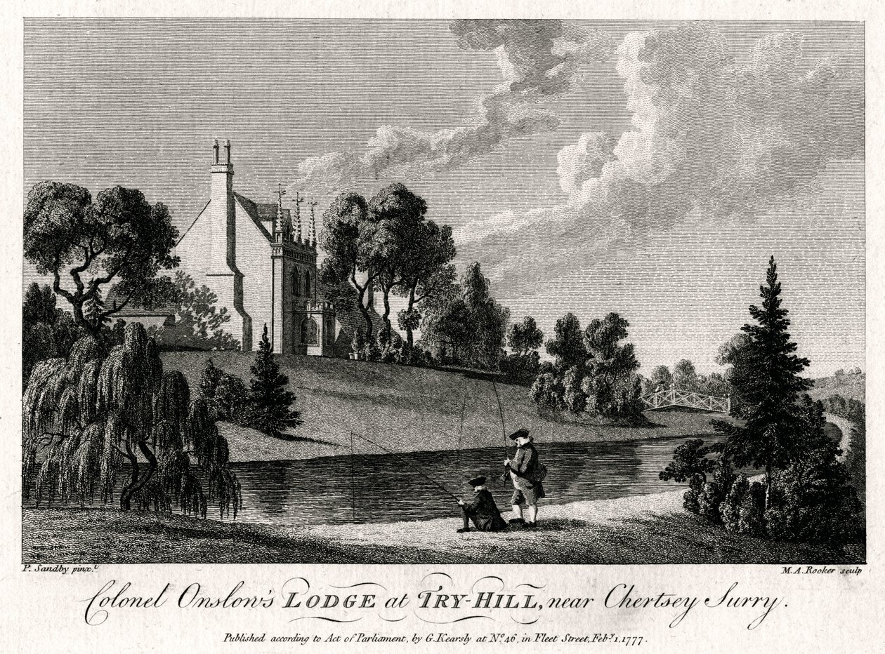 Coronel Onslows Lodge em Try-Hill, perto de Chertsey, Surry, 1777 de Michael Angelo Rooker