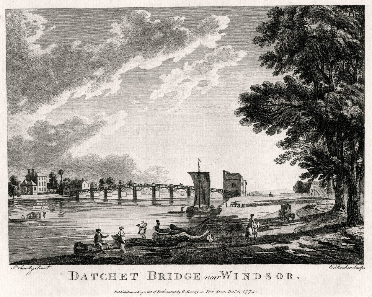 Ponte de Datchet perto de Windsor, Berkshire, 1774 de Michael Angelo Rooker