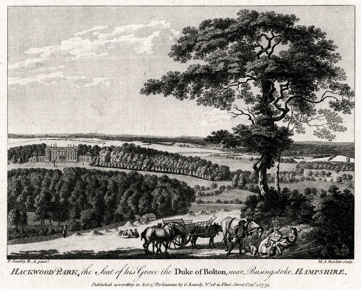 Hackwood Park, sede de sua graça o duque de Bolton, perto de Basingstoke, Hampshire, 1775. de Michael Angelo Rooker