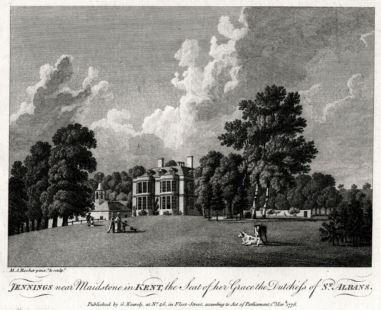 Jennings perto de Maidstone, em Kent, sede de sua graça, a holandesa de St. Albans, 1776. de Michael Angelo Rooker