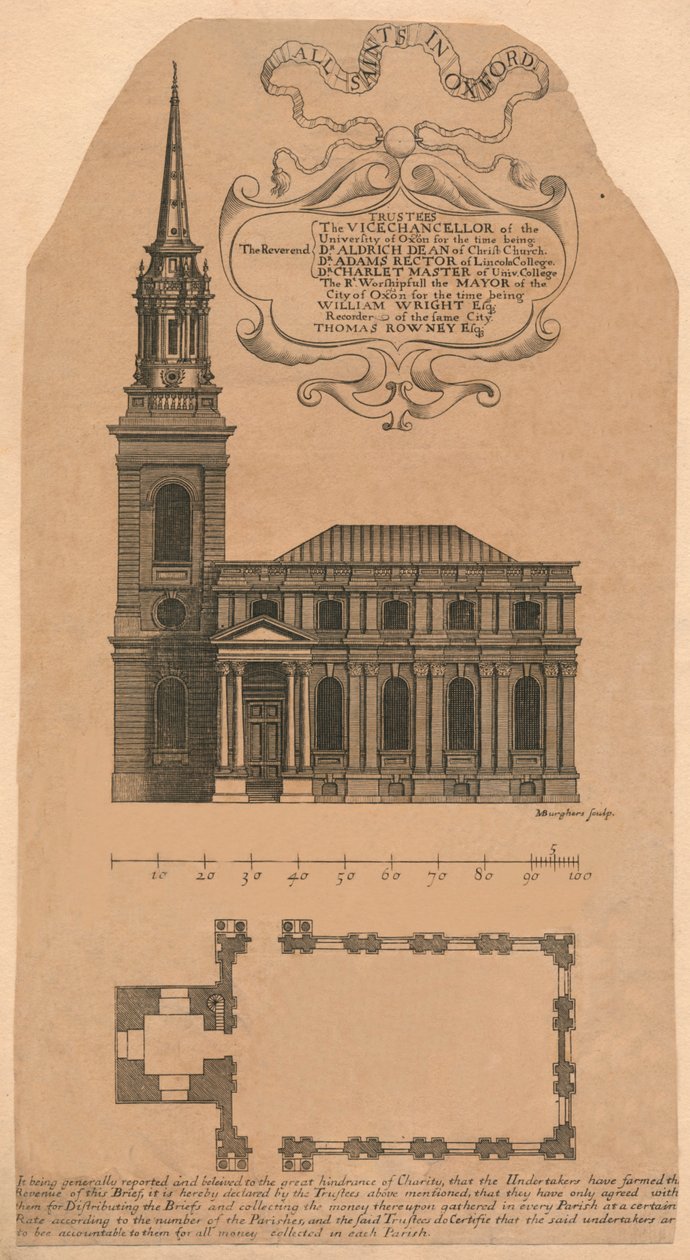 Todos os Santos em Oxford, década de 1720. de Michael Burghers