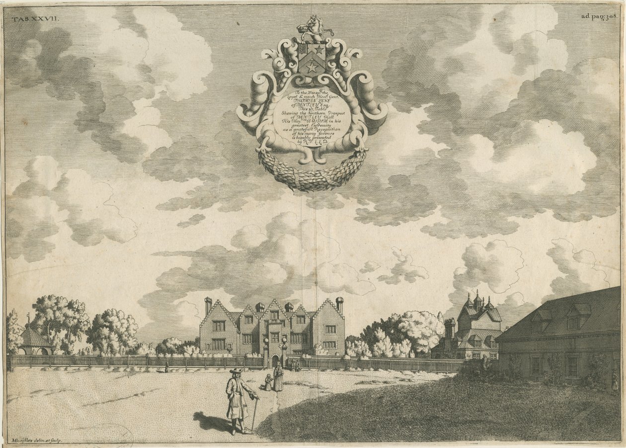 Bentley Hall: gravura em placa de cobre, nd [1653 - 1686] de Michael Burghers