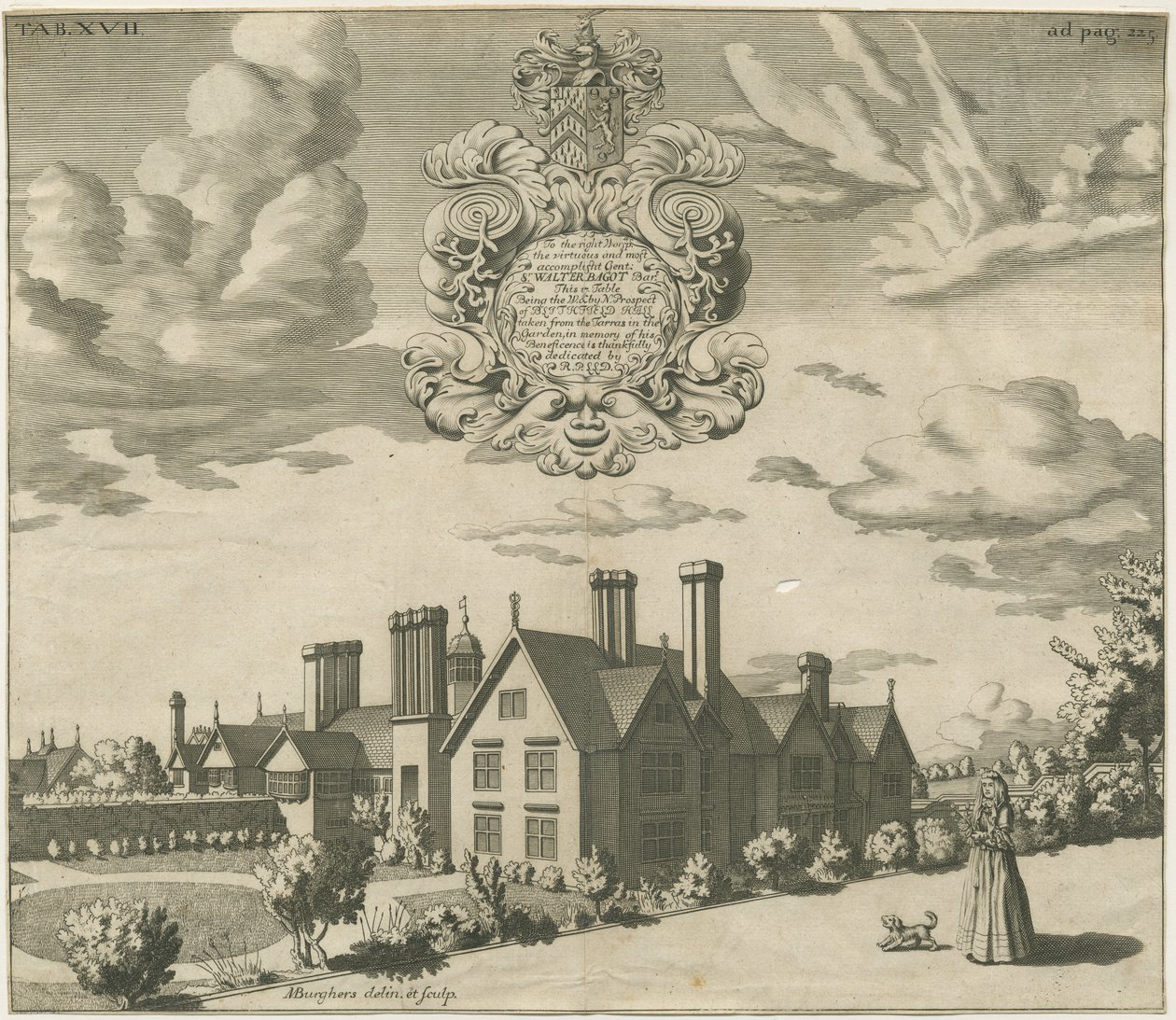 Blithfield Hall: gravura, nd [1686] (imprimir) de Michael Burghers
