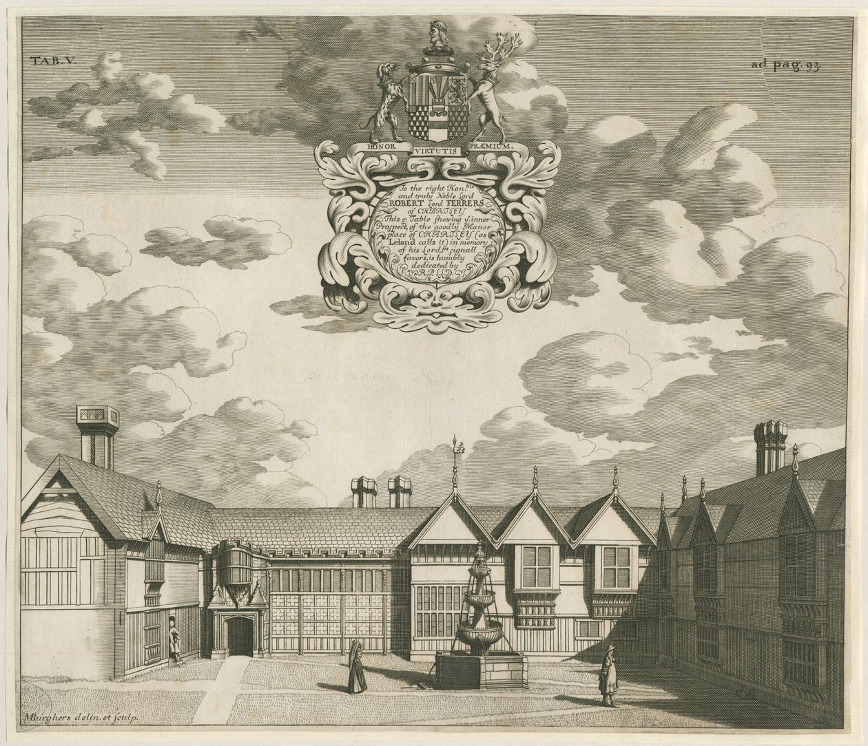 Chartley Manor House: gravura, nd [1653-1686] (imprimir) de Michael Burghers