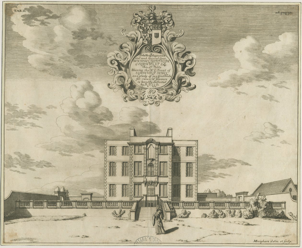 Elmhurst Hall: gravura em placa de cobre, nd [1653-1686] de Michael Burghers