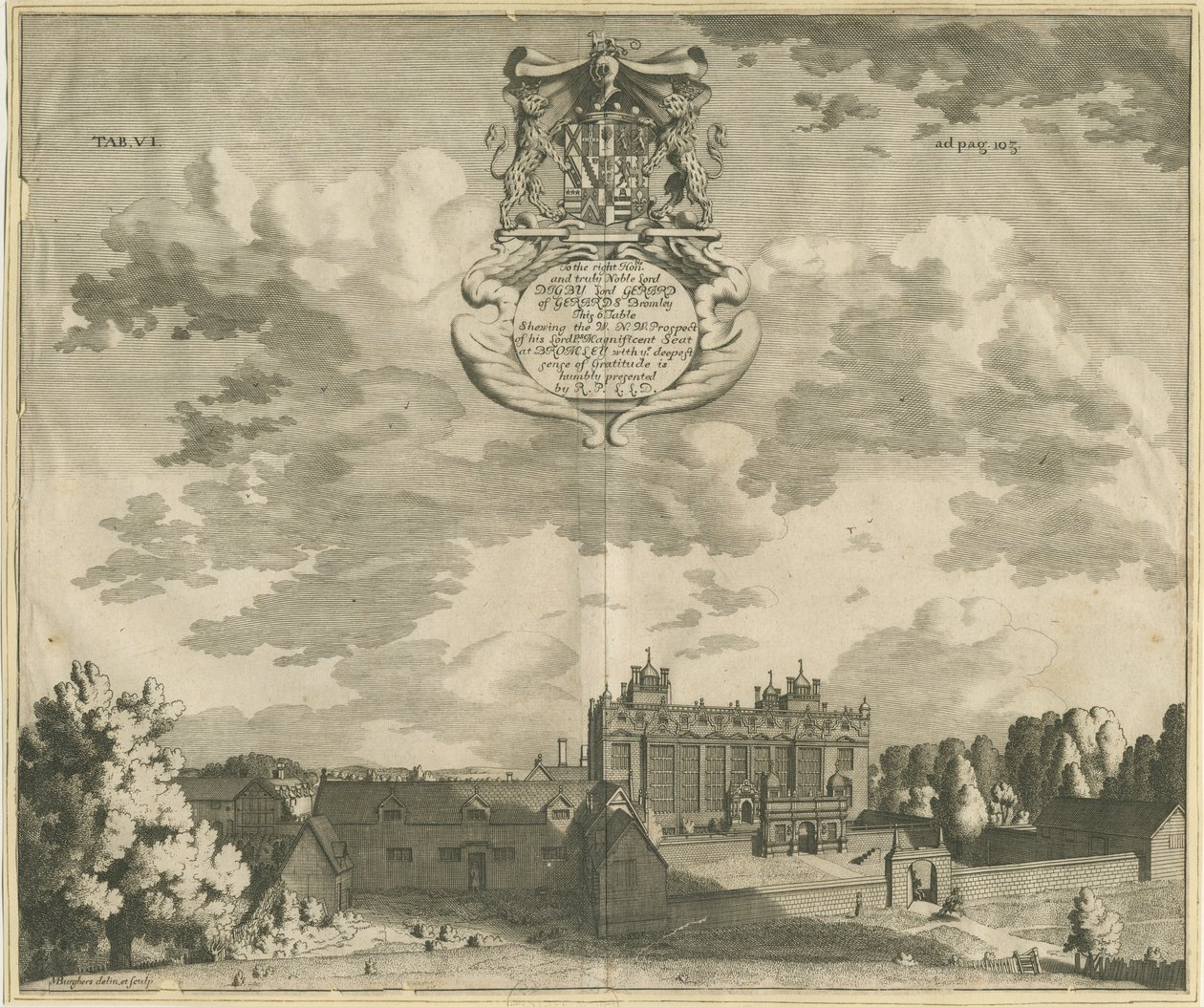 Gerards Bromley Hall: gravura, nd [1653-1686] de Michael Burghers