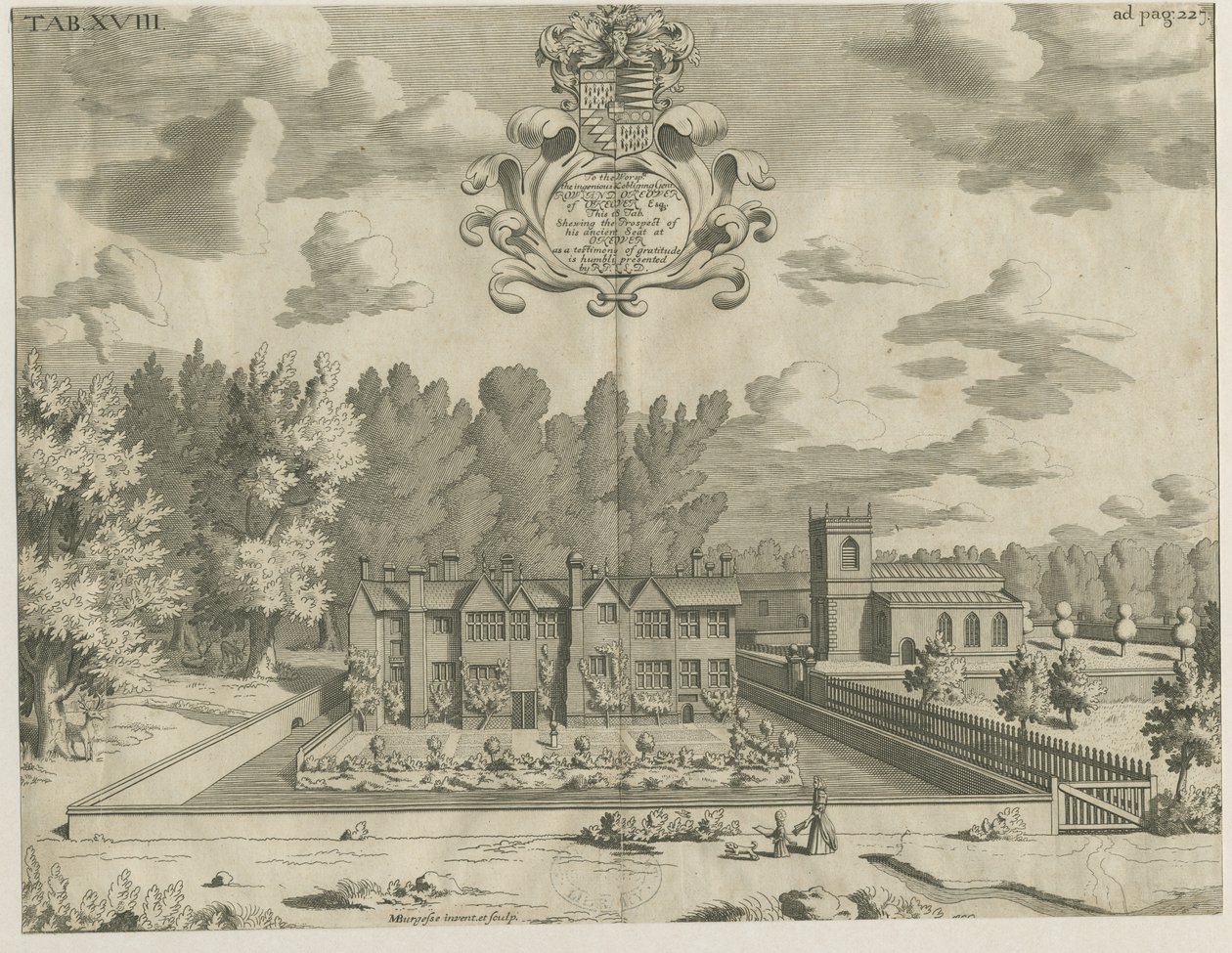Okeover Hall: gravura, nº [1653 - 1686] de Michael Burghers