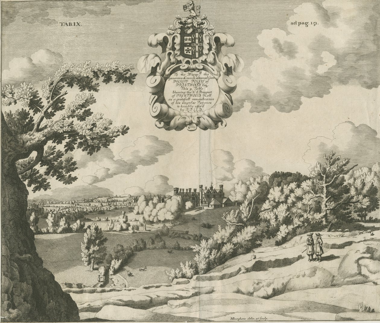Prestwood Hall: gravura, nd [1653-1727] de Michael Burghers
