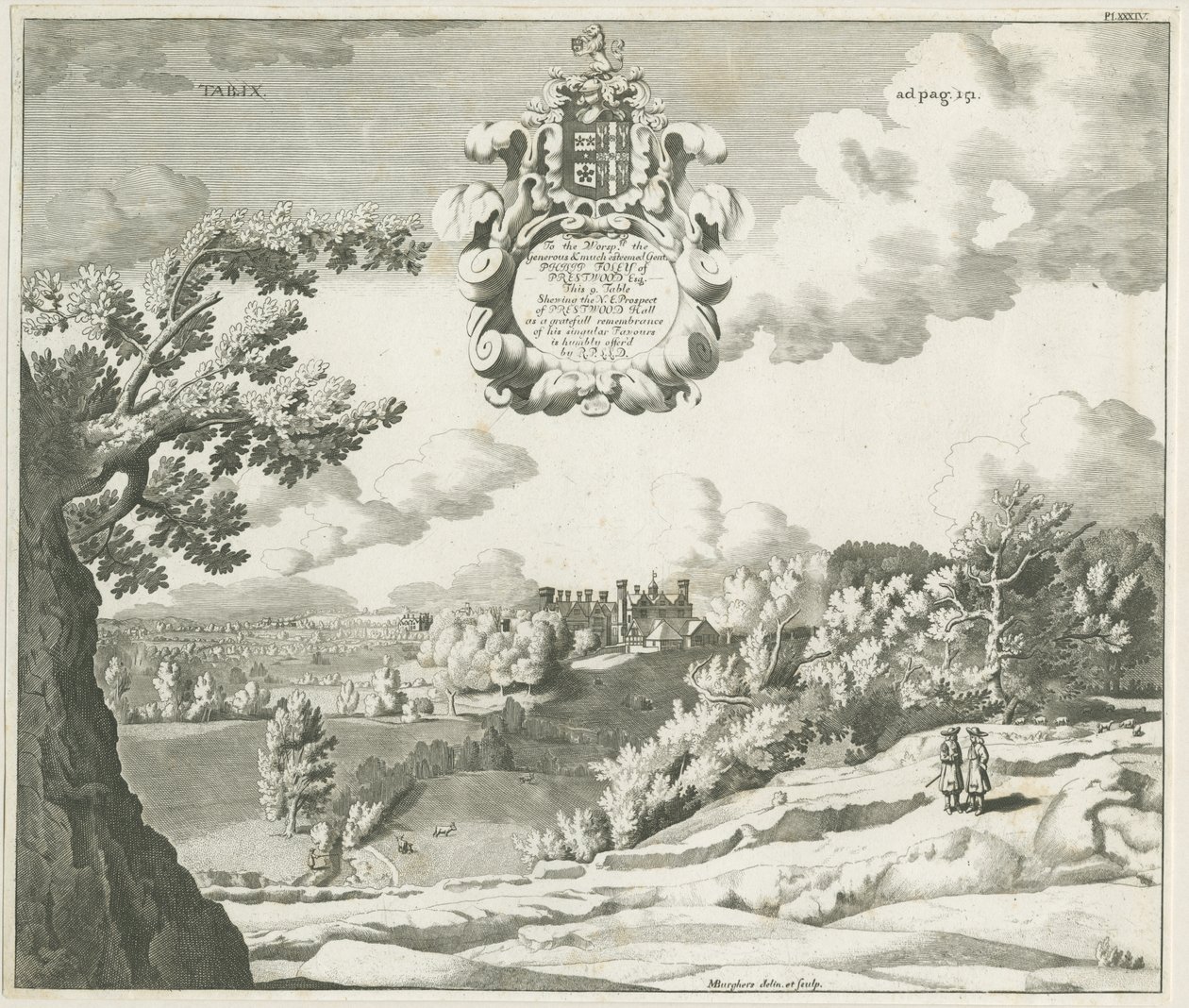 Prestwood Hall: gravura, nd [1753-1827] de Michael Burghers