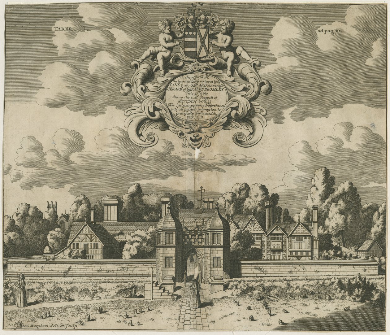 Sandon Hall: gravura, nd [1653-1686] (imprimir) de Michael Burghers