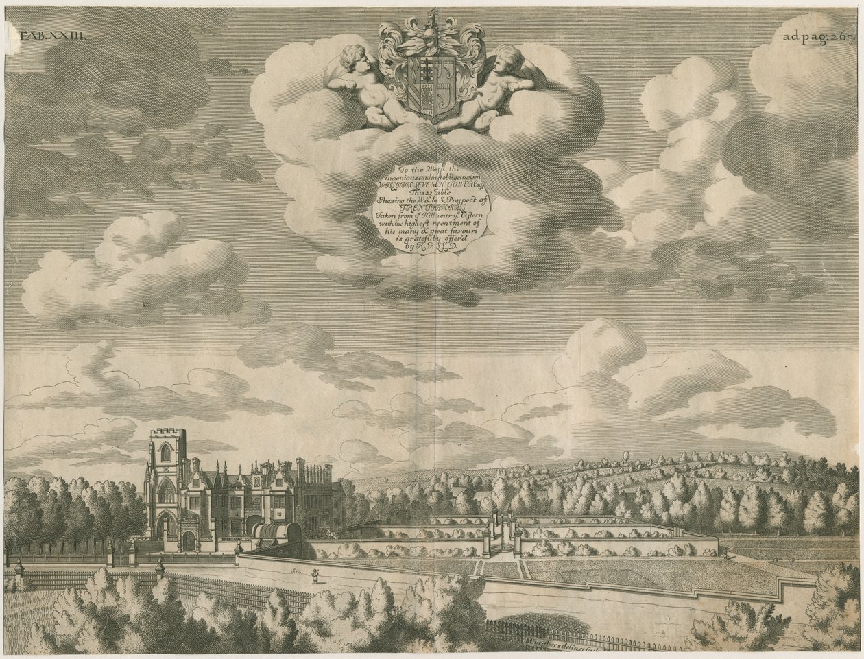 Trentham Hall: gravura, nd [1686] de Michael Burghers