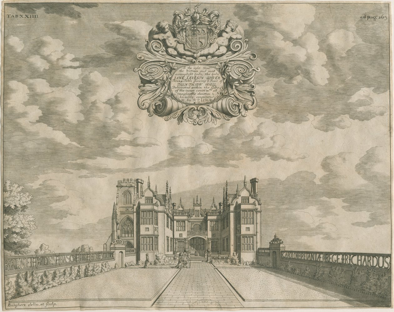 Trentham Hall: gravura, nd [1686] de Michael Burghers