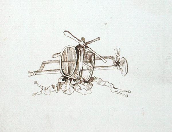 Desenho do livro de recortes de Michael Faraday (caneta e tinta sobre papel) de Michael Faraday