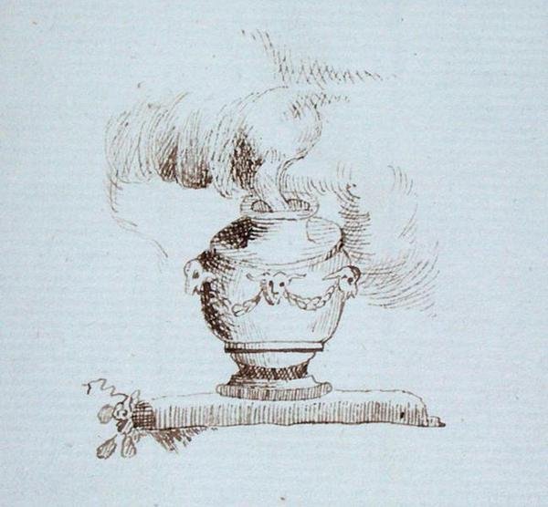 Desenho do livro de recortes de Michael Faraday (caneta e tinta sobre papel) de Michael Faraday