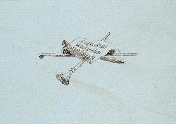 Desenho do livro de recortes de Michael Faraday (caneta e tinta sobre papel) de Michael Faraday