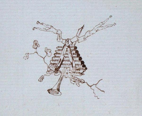 Desenho do livro de recortes de Michael Faraday (caneta e tinta sobre papel) de Michael Faraday