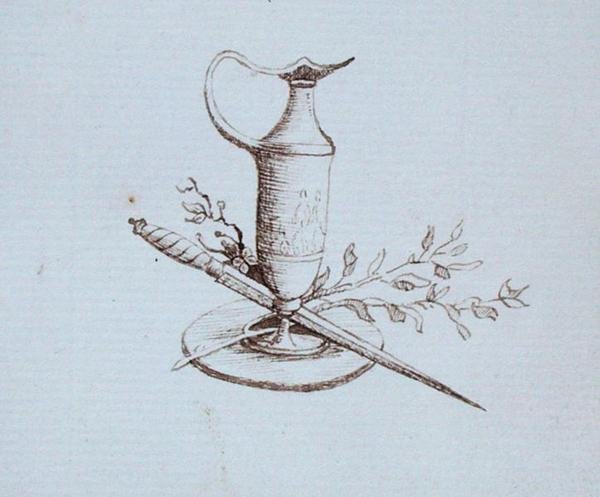 Desenho do livro de recortes de Michael Faraday (caneta e tinta sobre papel) de Michael Faraday