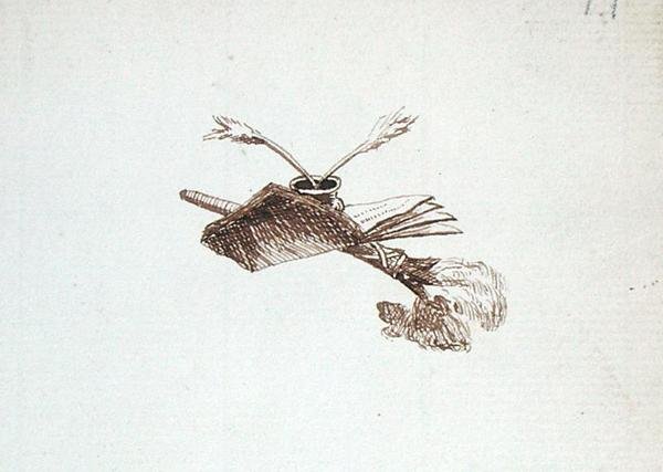 Desenho do livro de recortes de Michael Faraday (caneta e tinta sobre papel) de Michael Faraday