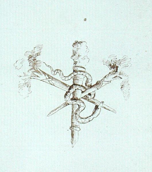 Desenho do livro de recortes de Michael Faraday (caneta e tinta sobre papel) de Michael Faraday