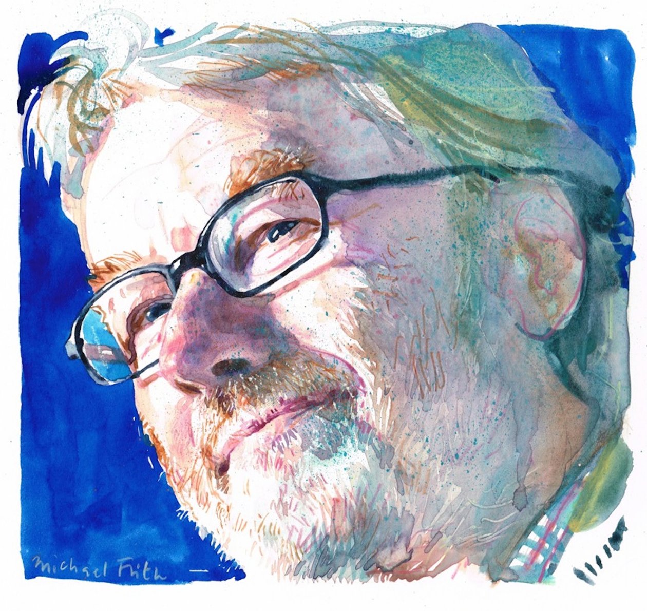 Iain Banks (aguarela) de Michael Frith
