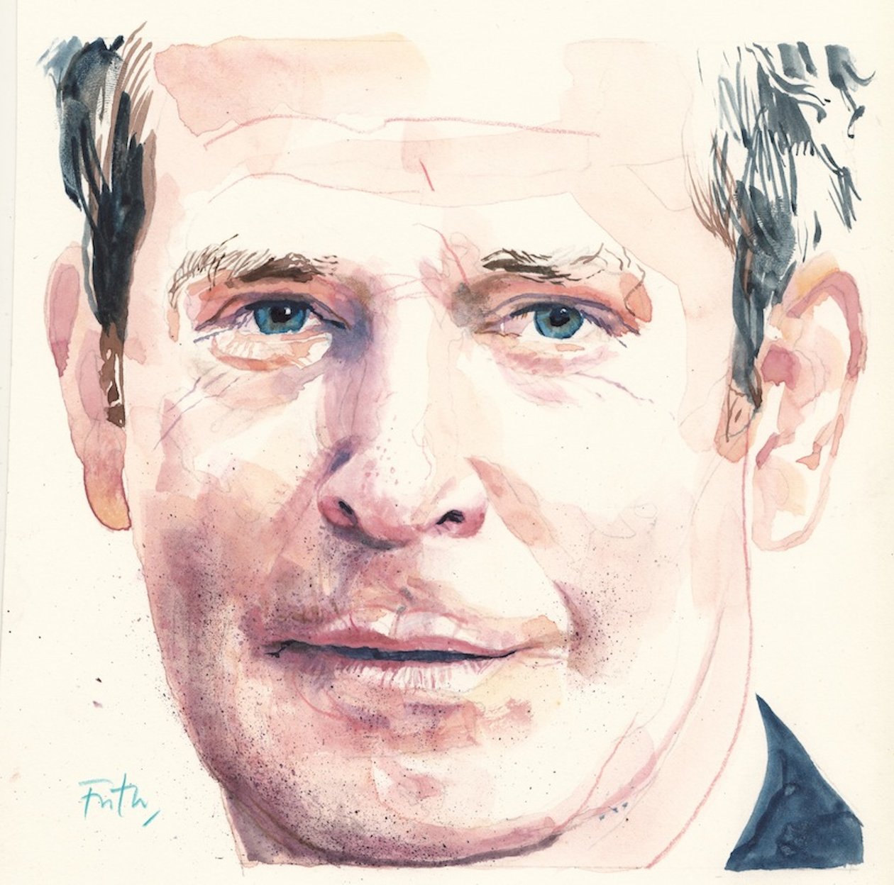 Tom Hollander (aguarela) de Michael Frith