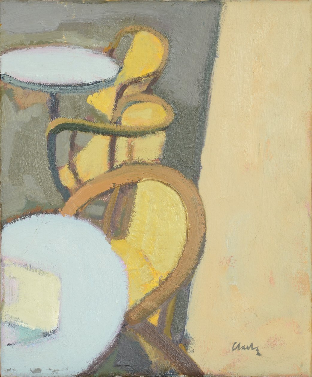 Café Table Top, 2017 (óleo sobre linho) de Michael G. Clark