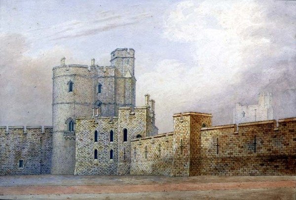 Castelo de Windsor, a Torre dos Cavaleiros Militares (caneta e tinta e aguarela sobre papel) de Michael Gandy