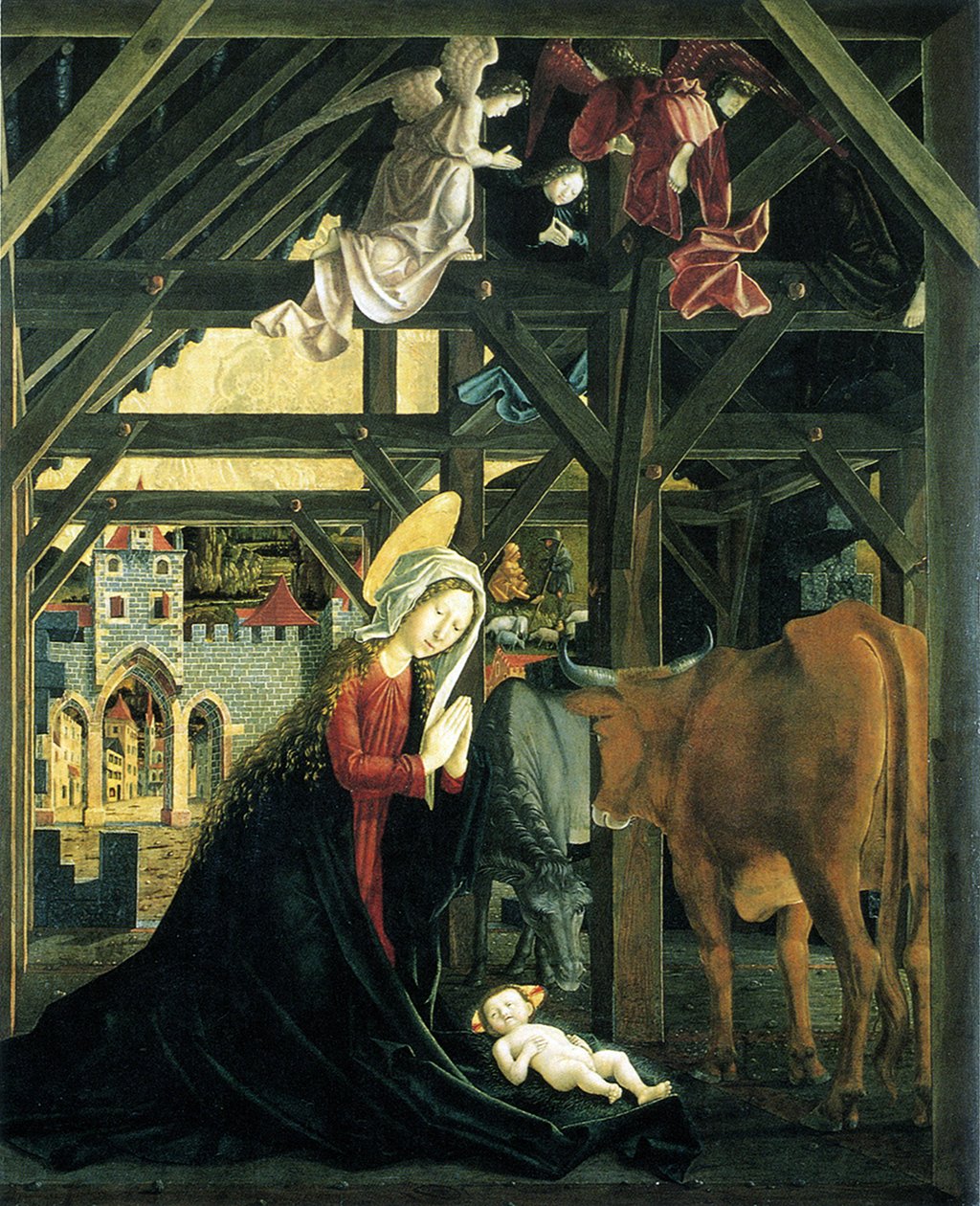 Retábulo da Natividade da Igreja de St. Wolfgang im Salzkammergut, 1481 de Michael Pacher