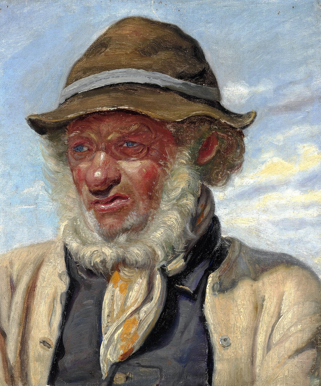 Um pescador de Skagen com uma barba cheia. de Michael Peter Ancher