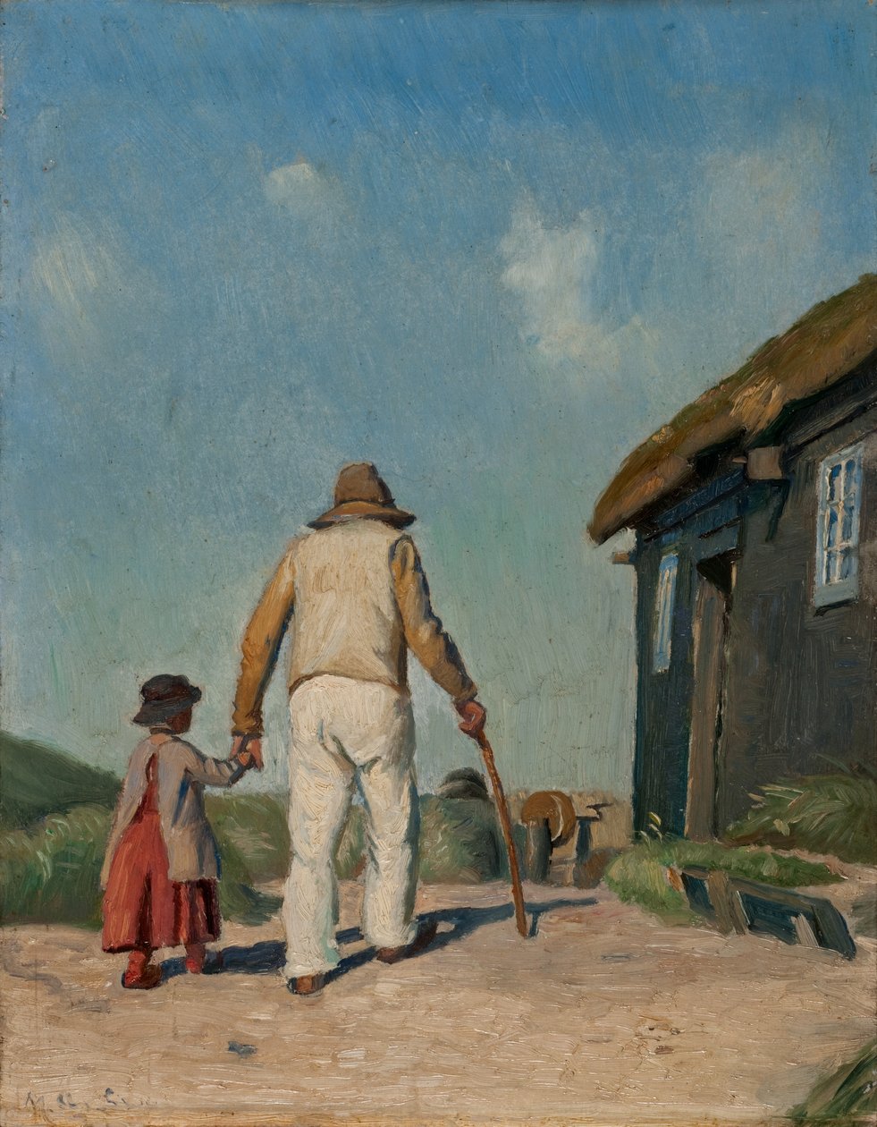 Cristão cego, estudo (óleo a bordo) de Michael Peter Ancher
