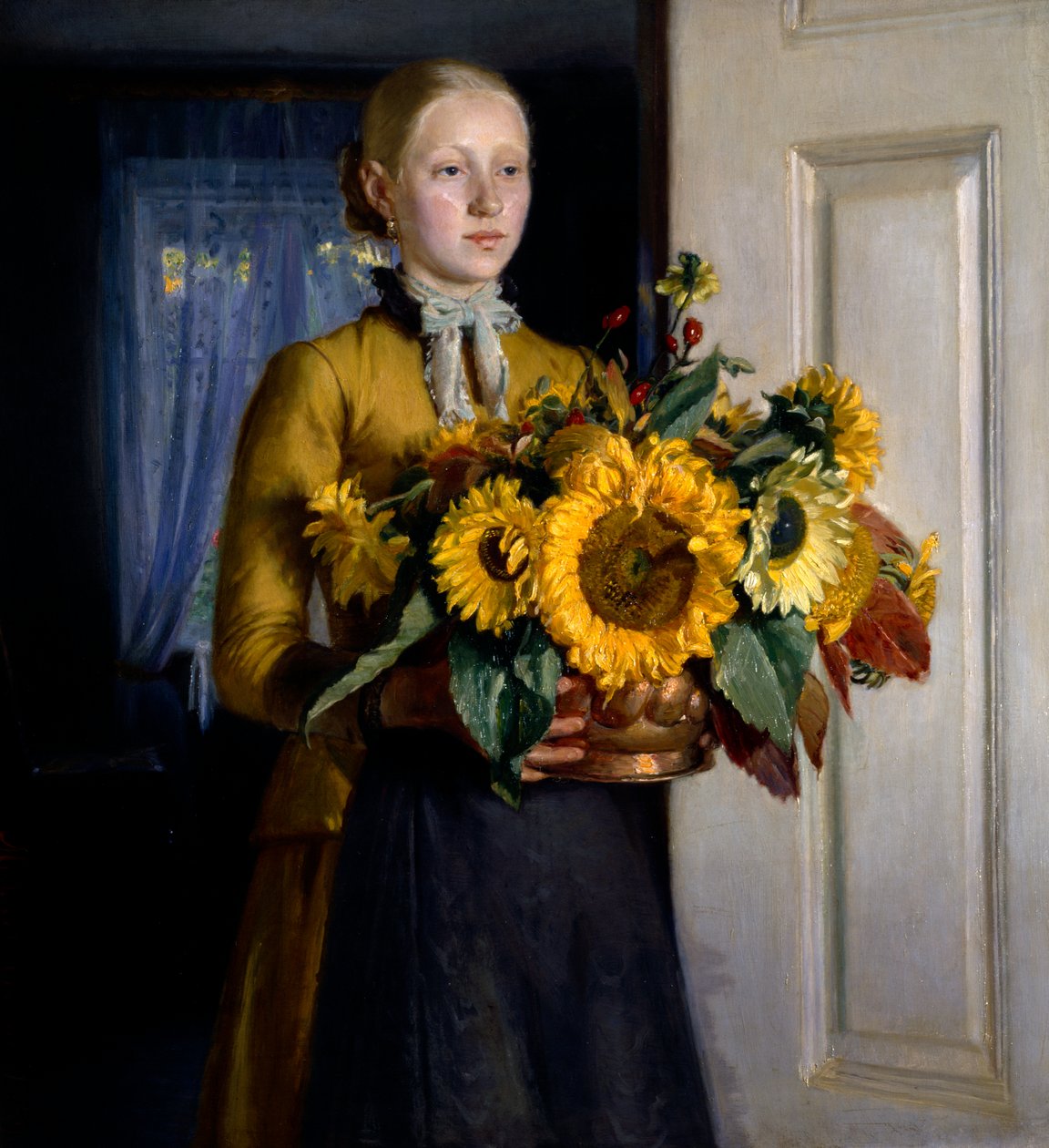 Rapariga com girassóis de Michael Peter Ancher