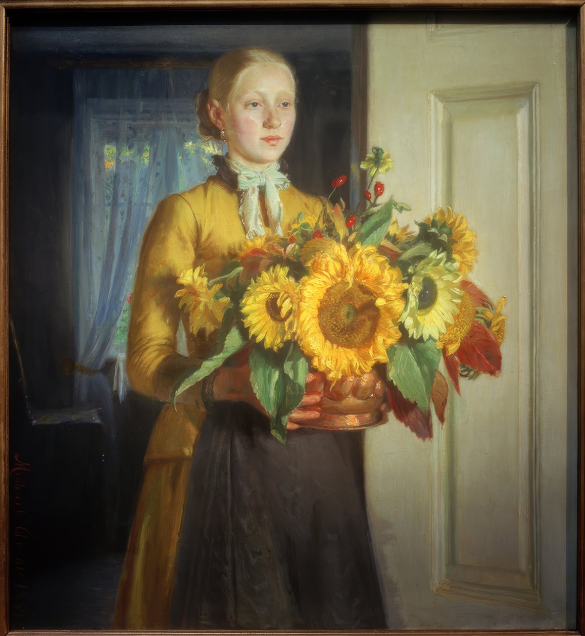 Menina com girassóis de Michael Peter Ancher