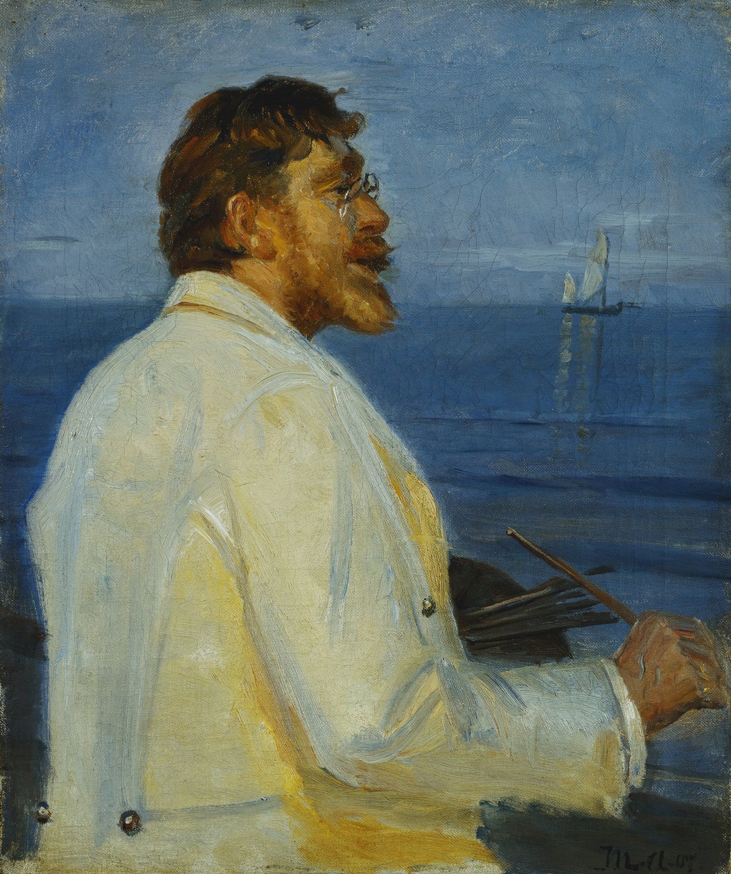 Retrato do artista Peder Severin Kroyer, meio comprimento, 1907 de Michael Peter Ancher