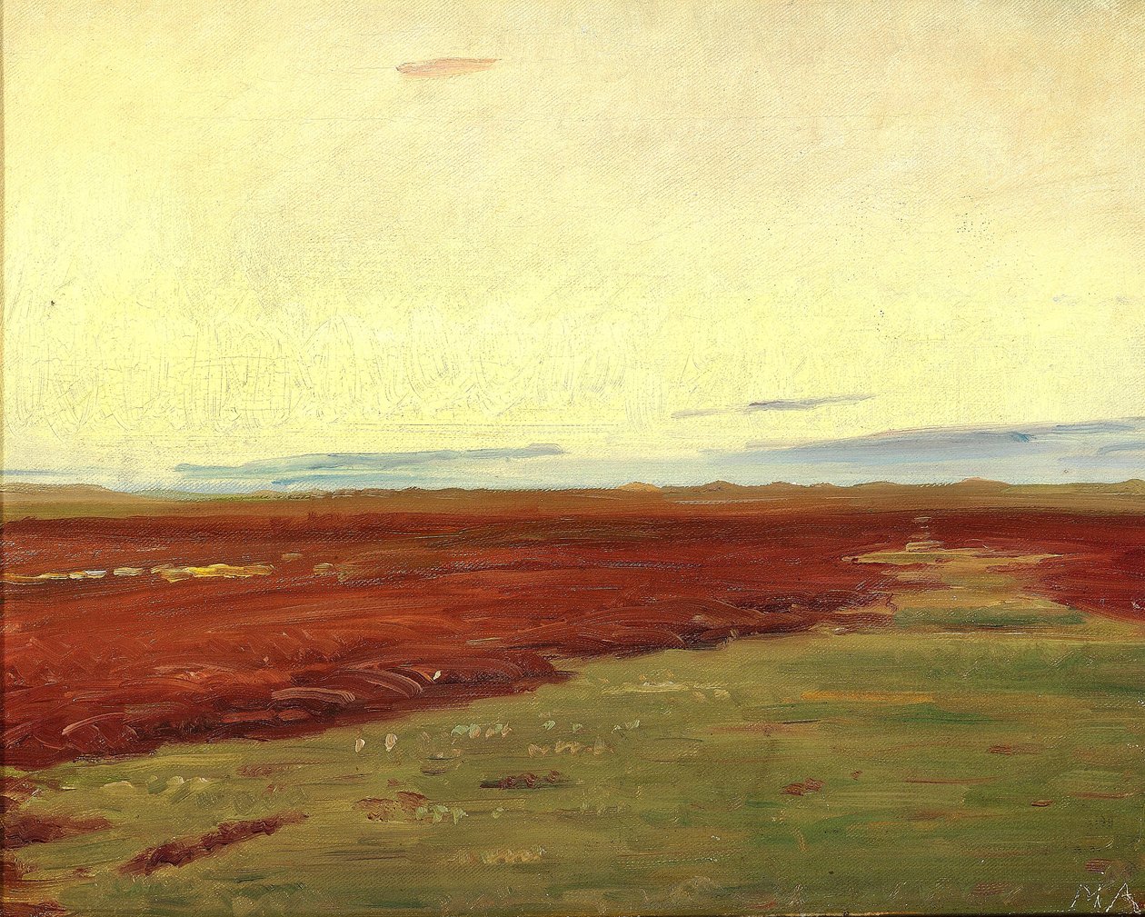 Pôr do sol sobre as águas da ponte em Skagen. de Michael Peter Ancher