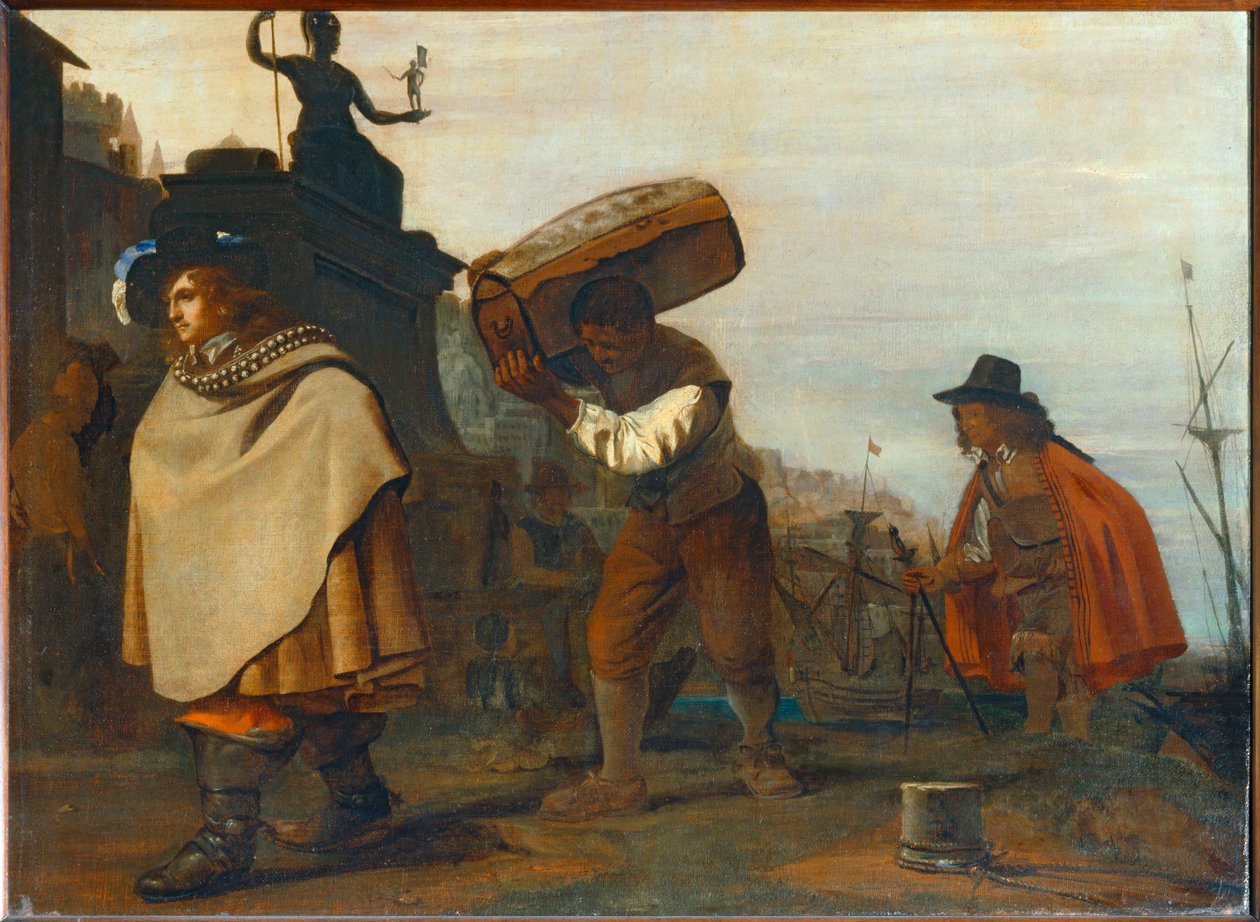 Cavalheiro a chegar a um porto do sul ... de Michael Sweerts