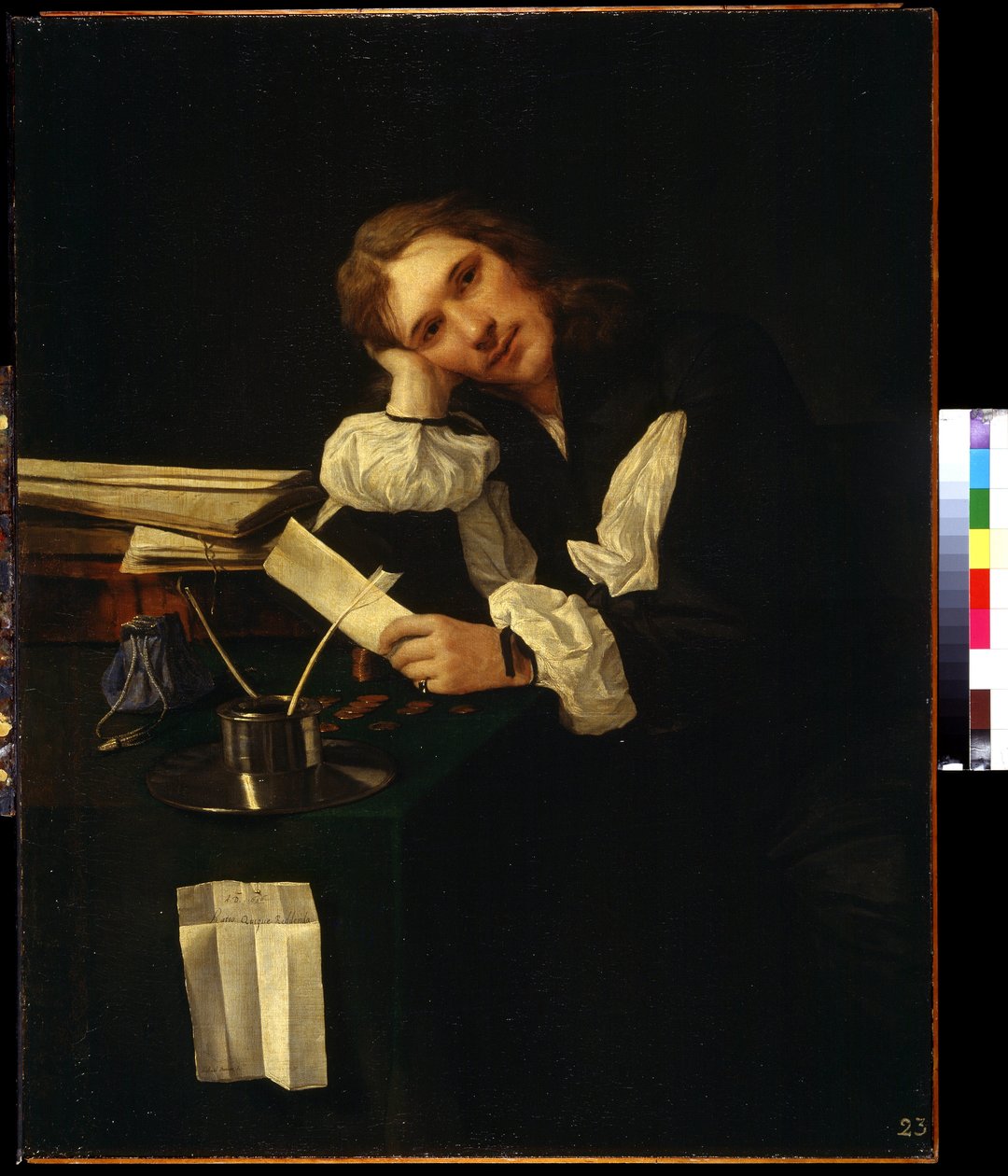Retrato de um homem jovem, auto-retrato. Pintura por Michiel Sweerts (1618-1664). Óleo sobre tela de Michael Sweerts