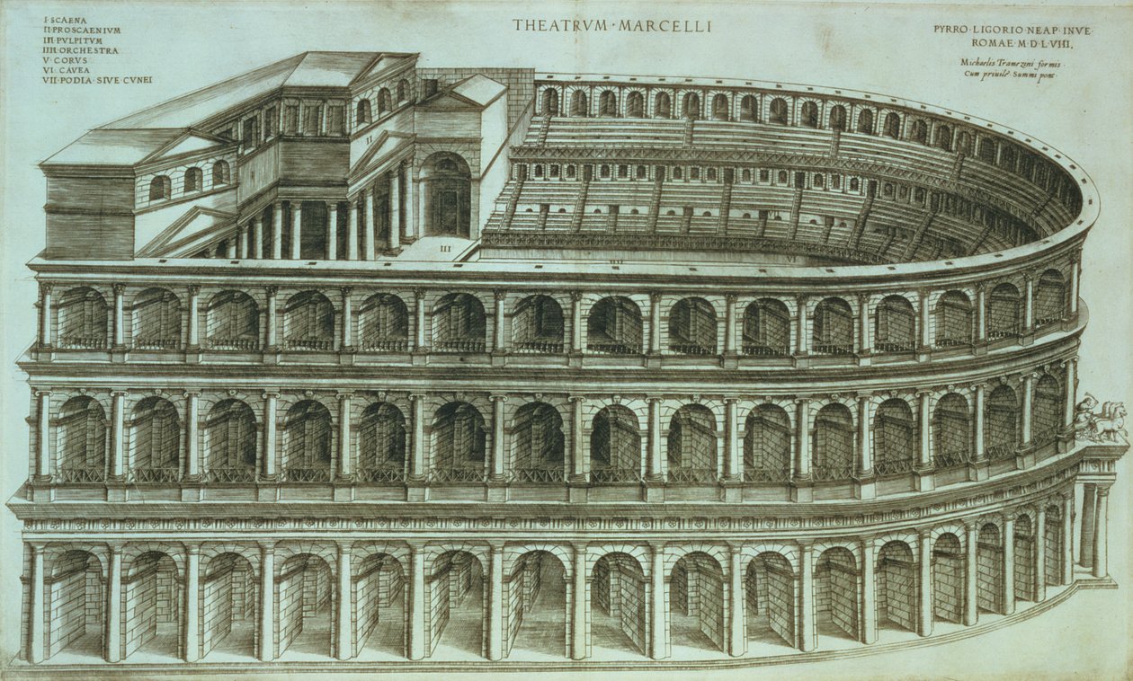 Planta do Teatro de Marcelo, Roma, 1558 de Michael Tramezini