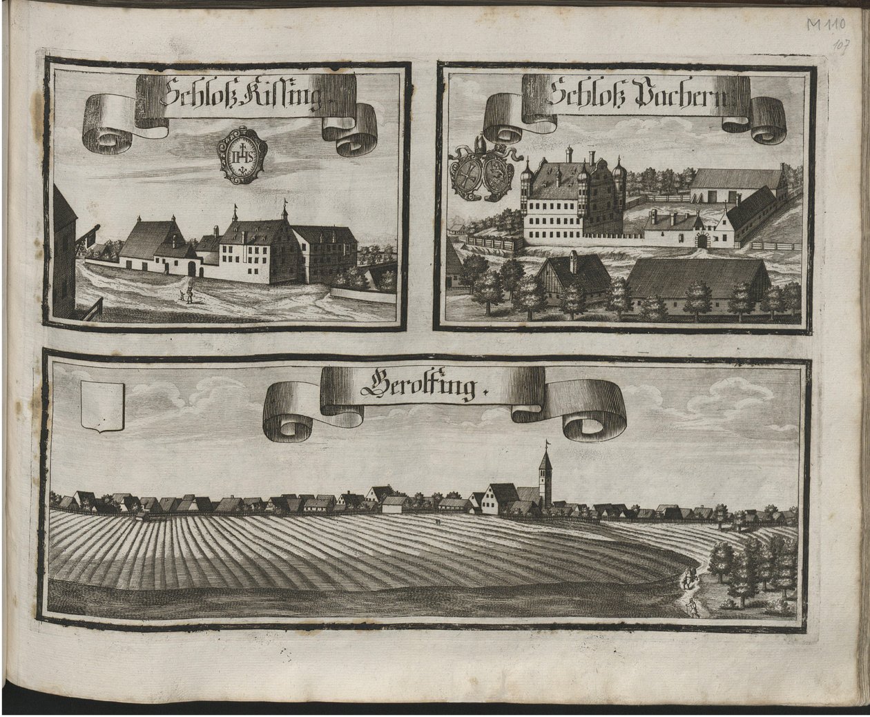 Alemão: Historico-Topographica Descriptio. Ou seja: Descrição, deß Churfürsten- und Hertzogthums Ober- und Nidern Bayrn : Welches In vier Theilter oder Renntämbter, Als Oberlandts München und Burgkhausen, Unterlandts aber in Landshuet und Straubing abgett de Michael Wening