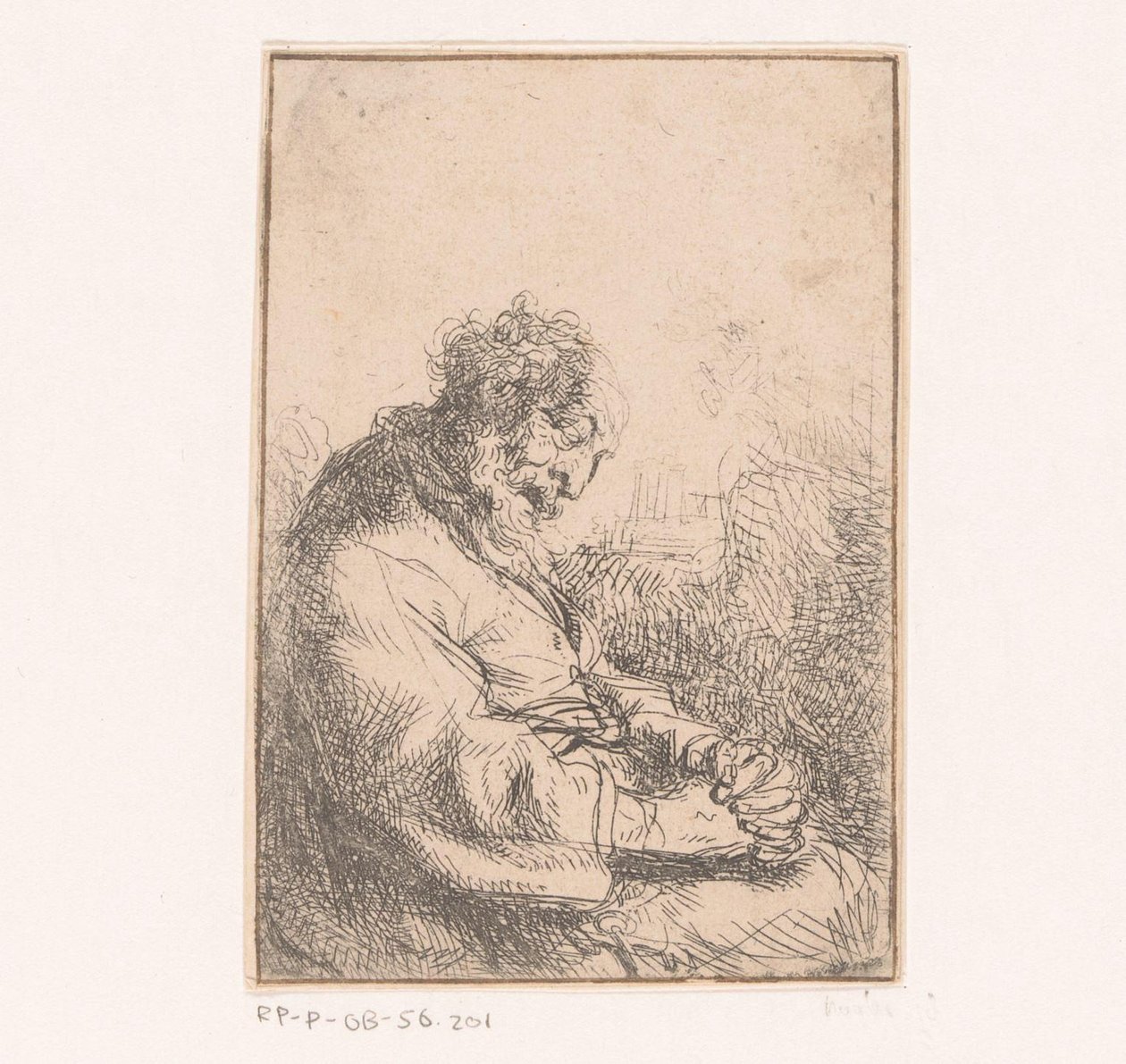 Velho adormecido numa cadeira de Michael Willmann (attributed to)