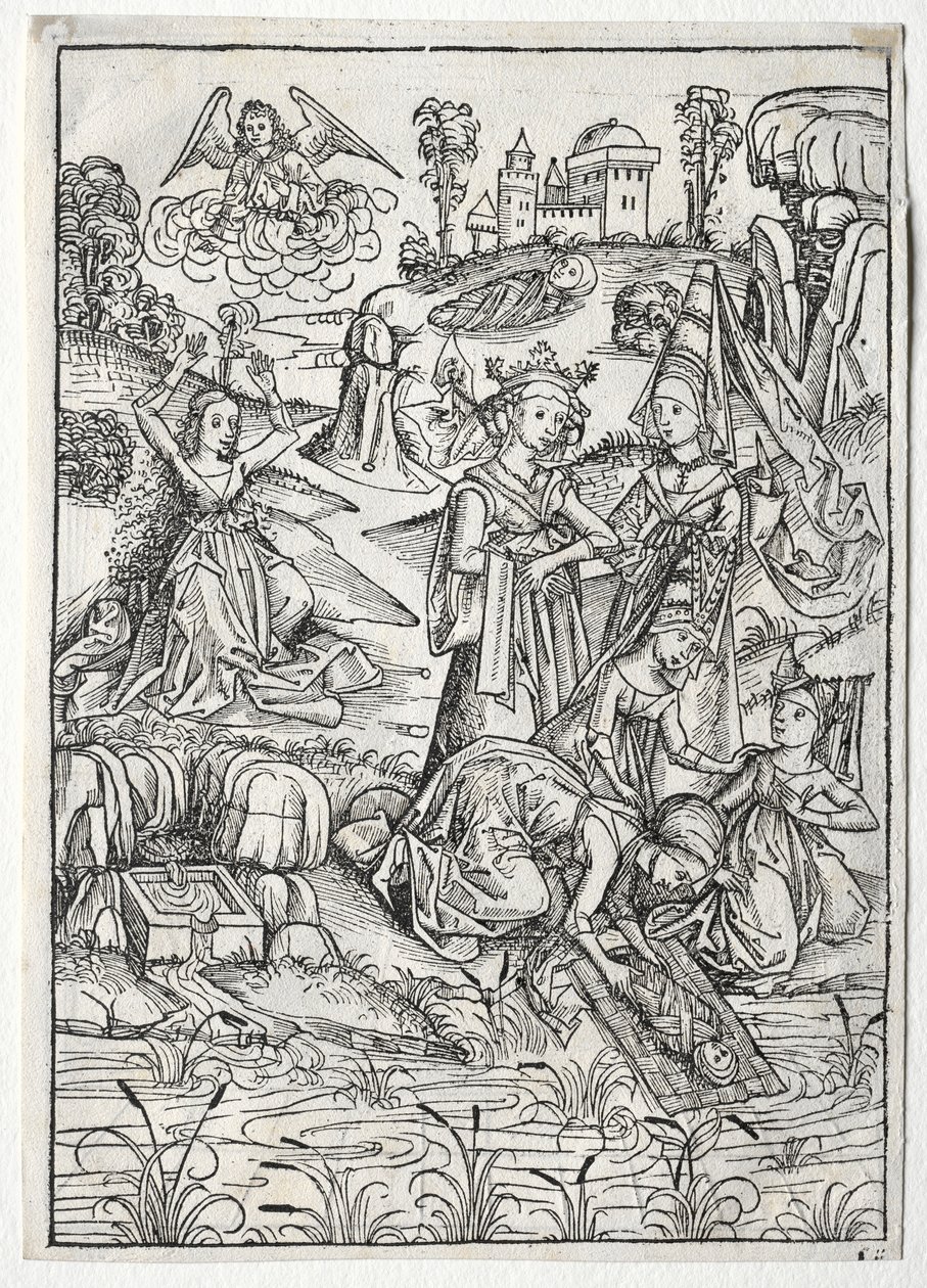 Der Schatzbehalter: Moses Found by Faraohs Daughter reto, 1491. de Michael Wolgemut