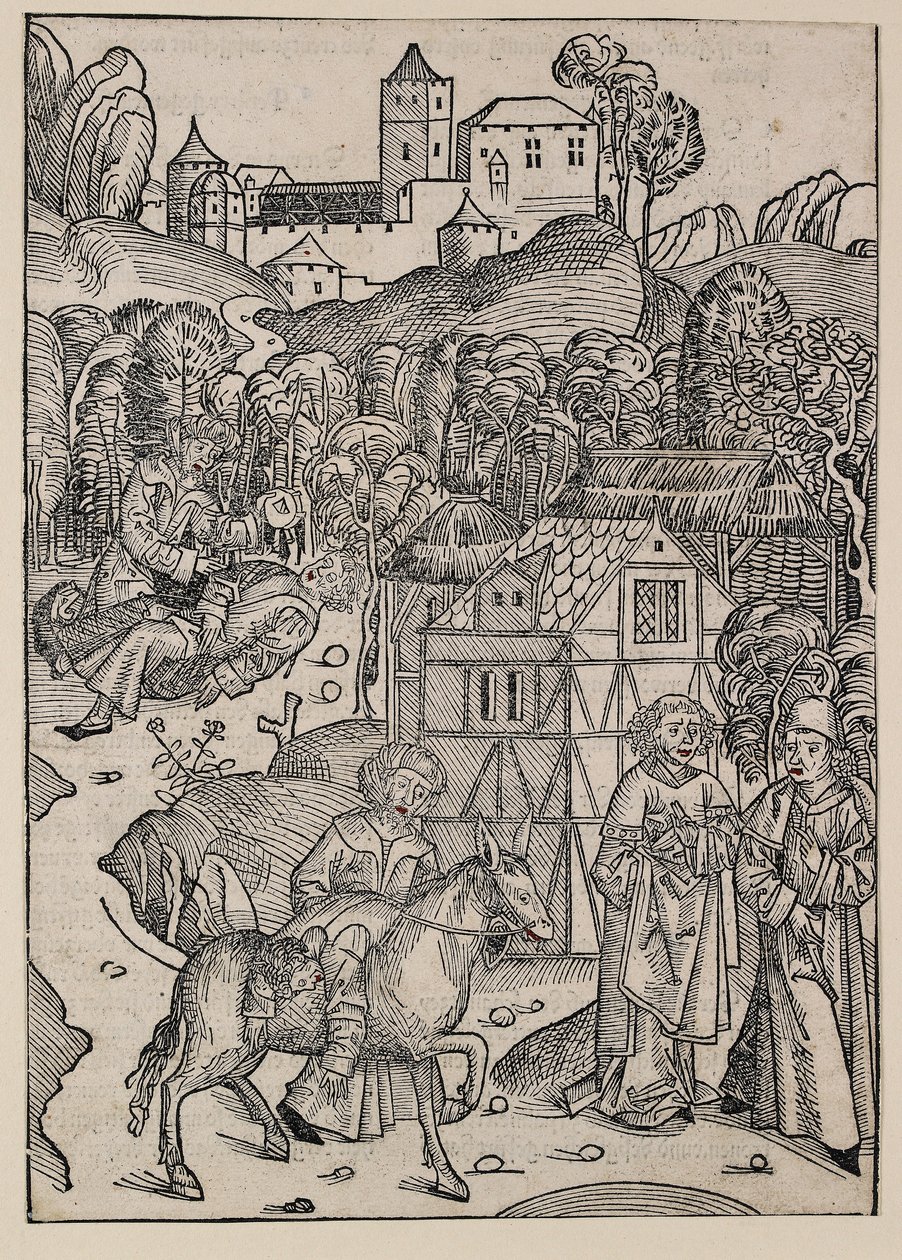 A segunda parte da parábola do bom samaritano, c1491 de Michael Wolgemut