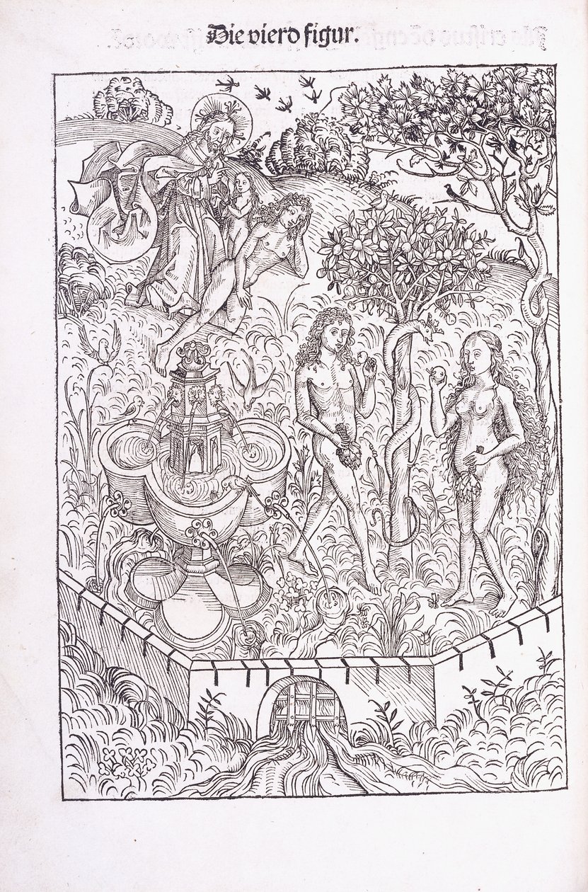 Adão e Eva no Jardim do Éden, 1491 de Michael Wolgemuth