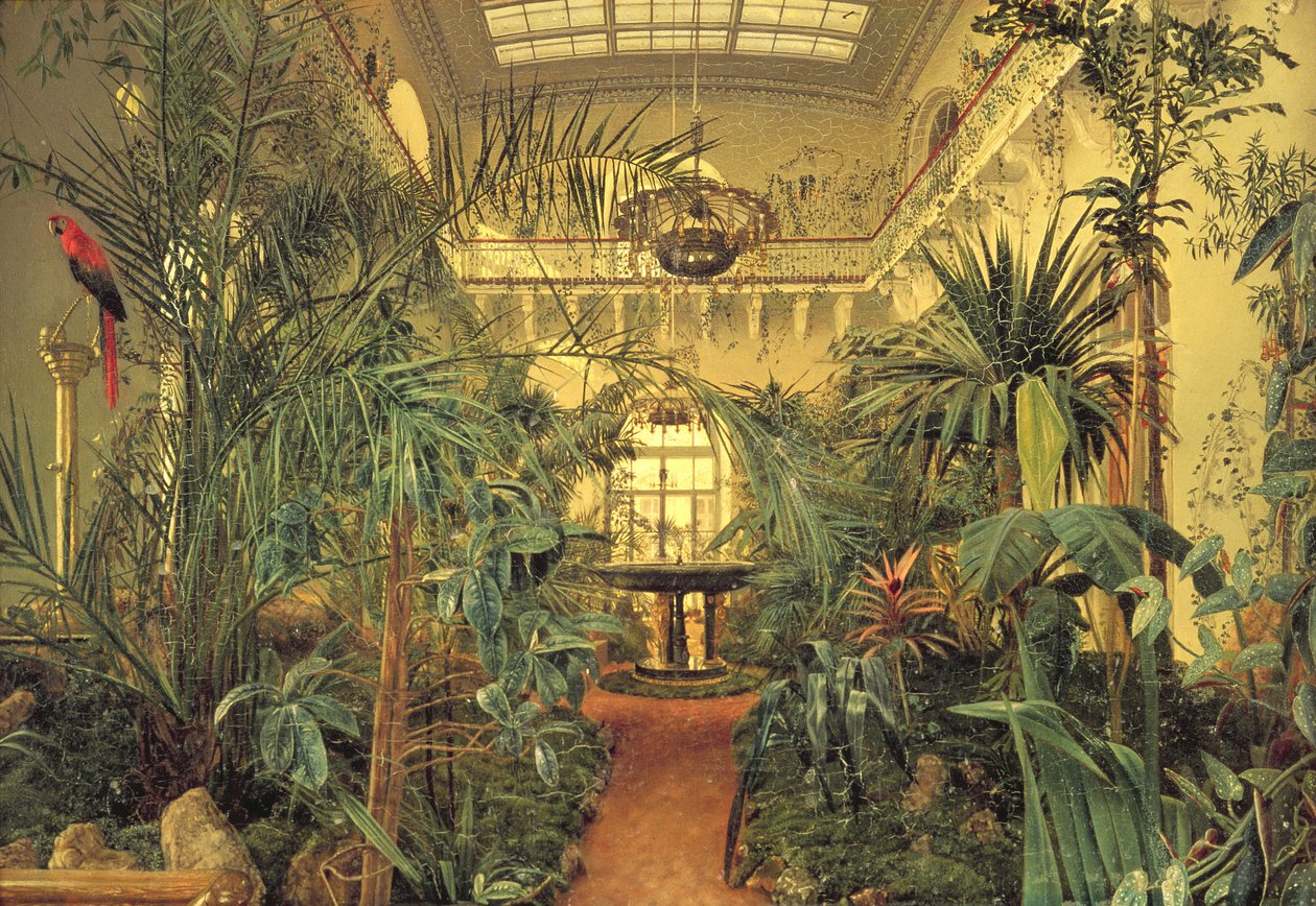 Jardim de Inverno no Palácio de Inverno, São Petersburgo, 1840 de Michail Ivanovich Antonov
