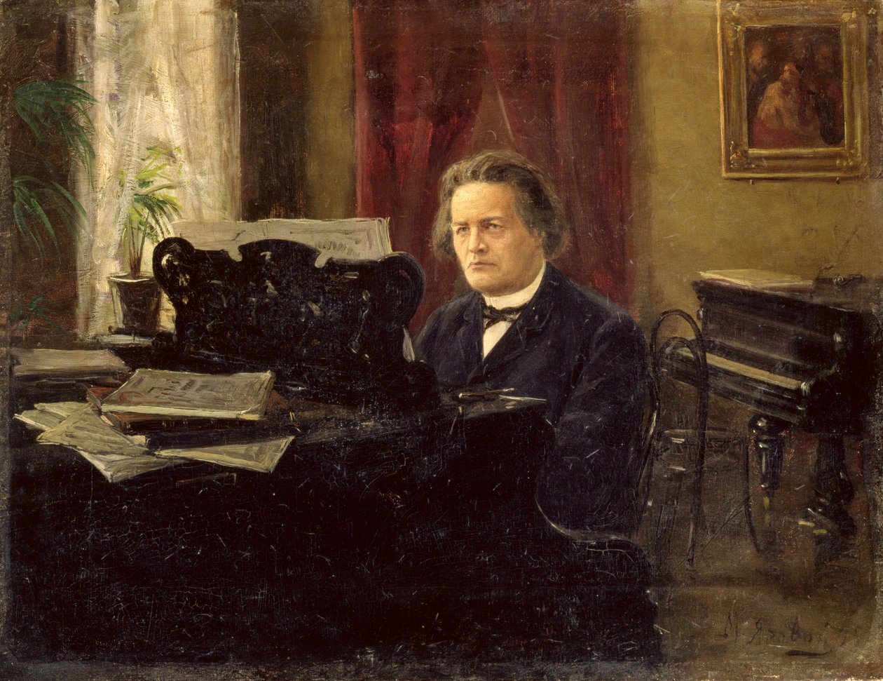 Retrato do compositor Anton Rubinstein (1829-1894) de Michail Michailovich Yarowoy