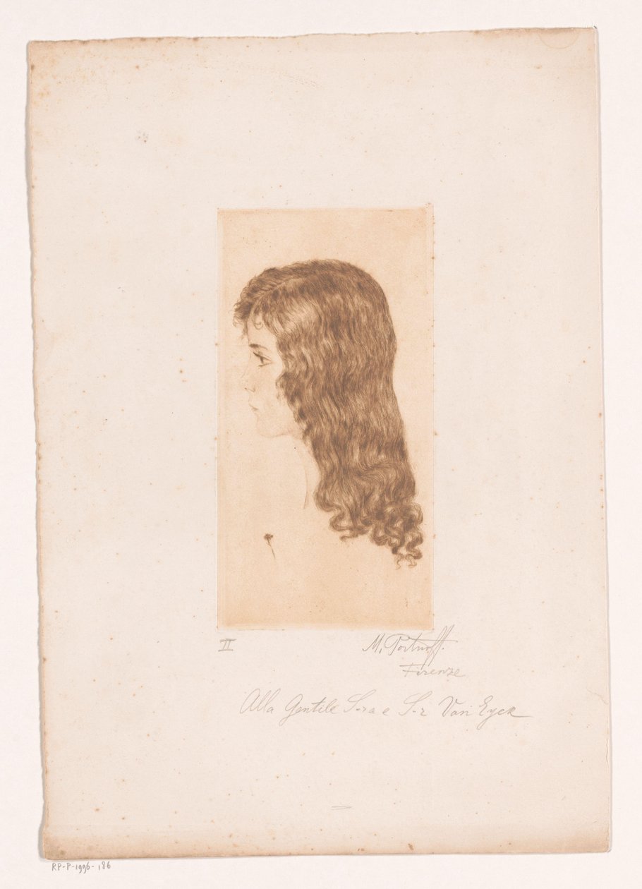 Cabeça de rapariga com cabelo comprido em perfil de Michal Portnoff (signed by artist)