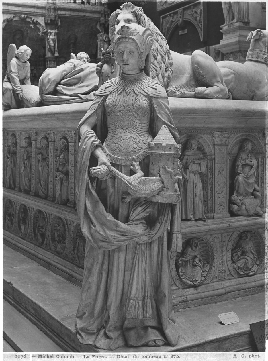 Nantes, st. Peter, e, st. Paul, catedral, túmulo, de, francis ii, duque brittany, e, marguerite, de, foix, detalhe, de, fortaleza, 1502-07, gesso, elenco, de, mármore, bw, foto de Michel Colombe