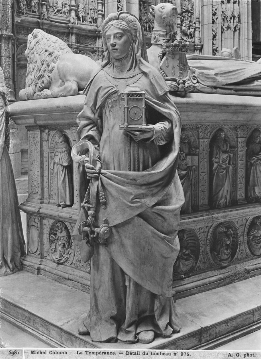Nantes, são, peter, e, st. Paul, catedral, túmulo, de, francis ii, duque brittany, e, marguerite, de, foix, detalhe, de, temperança, 1502-07, gesso, elenco, de, mármore, bw, foto de Michel Colombe